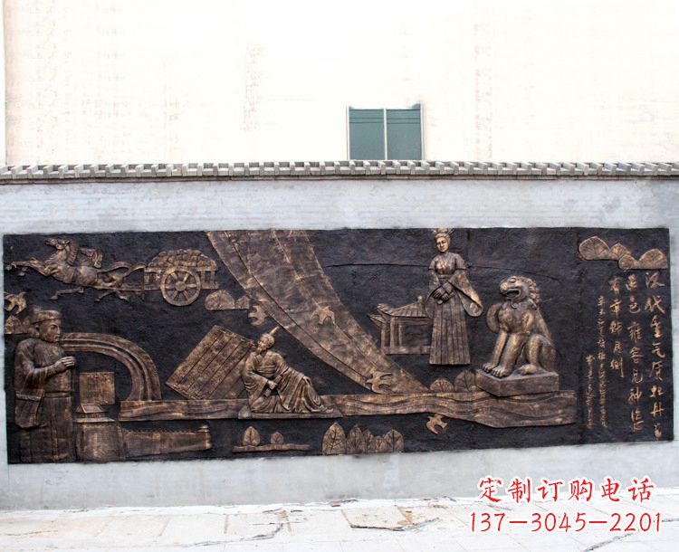 内江“汉代重气质,牡丹留正色”中国传统文化浮雕壁画,玻璃钢仿铜园林墙壁装饰壁画
