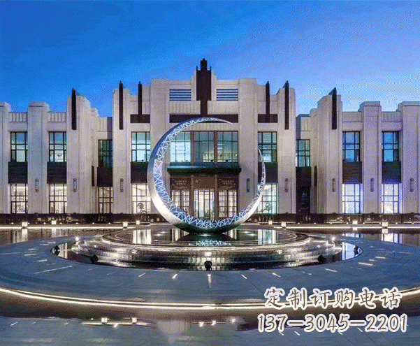 内江城市不锈钢月亮摆件雕塑