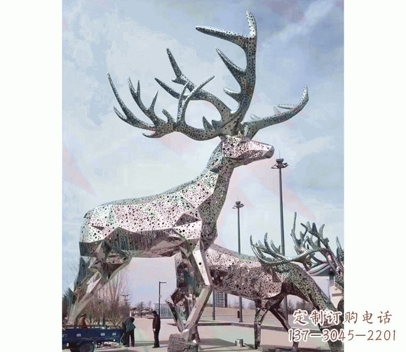 内江大型不锈钢梅花鹿摆件雕塑