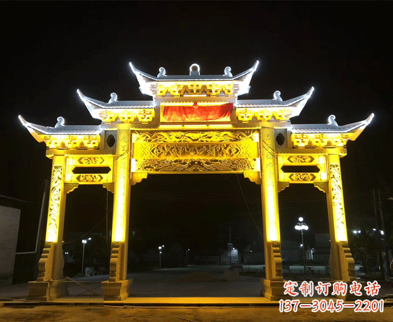内江石雕古代牌坊云头柱