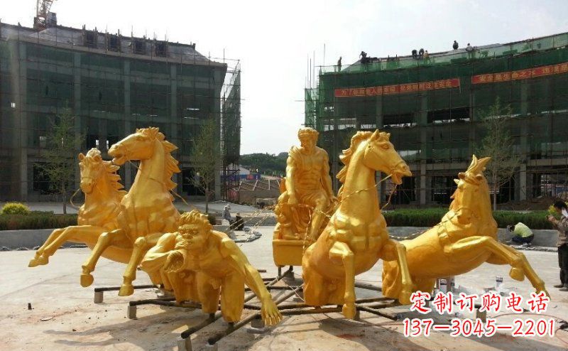 内江阿波罗战车玻璃钢仿铜景观雕塑