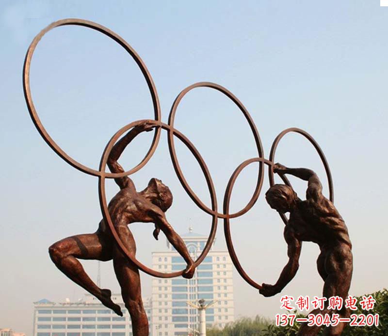 内江奥运五环和运动员铜雕