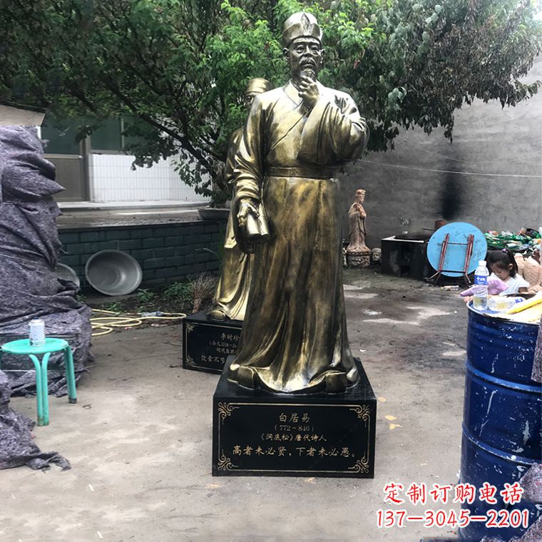内江白居易仿铜雕像经典中国古代诗人的艺术再现