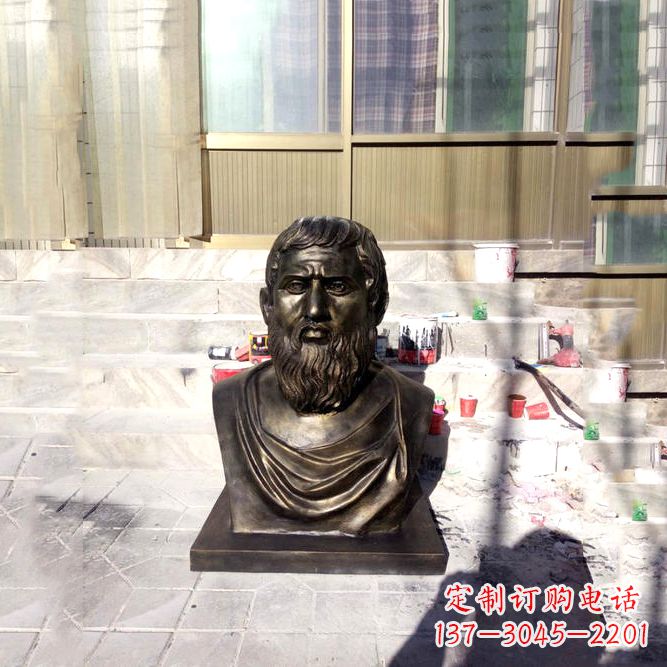 内江柏拉图仿铜头像-玻璃钢仿铜世界名人雕塑