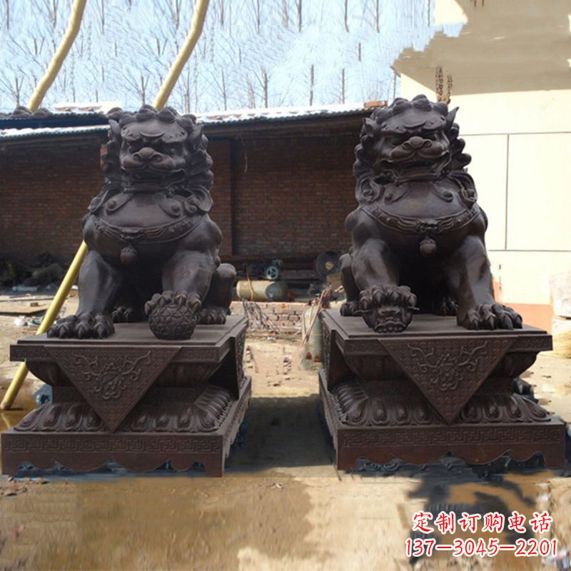 内江北京狮子铜雕塑-企业商场看门辟邪招财神兽