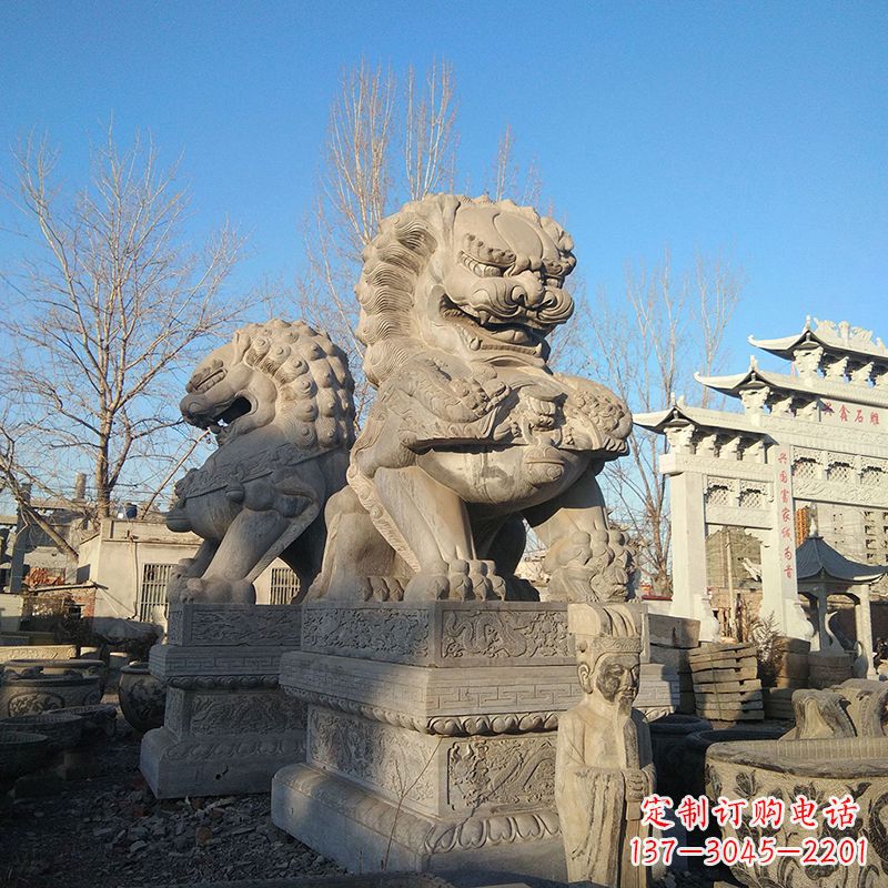内江北京石雕狮子-企业楼宇大门动物雕塑摆件