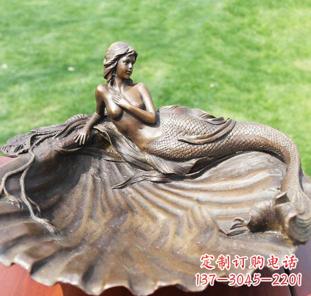 内江贝壳上的美人鱼园林景观铜雕