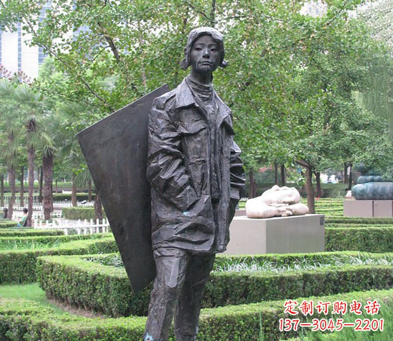 内江背画板女孩公园人物铜雕