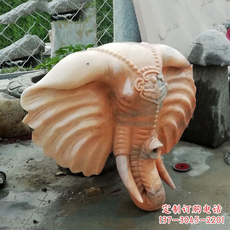 内江壁挂喷水大象头雕塑
