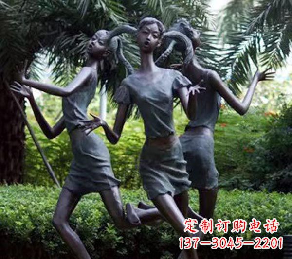 内江编花篮的女孩人物铜雕