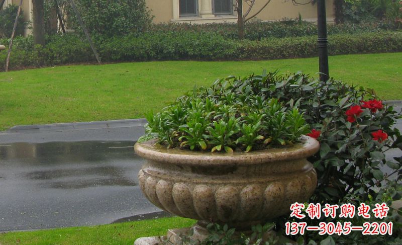 内江别墅景观大理石花盆石雕 (4)