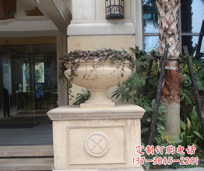 内江别墅景观大理石花盆石雕 (6)