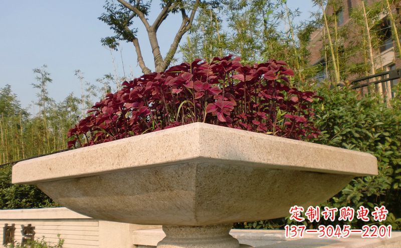 内江别墅景观大理石花盆石雕_1