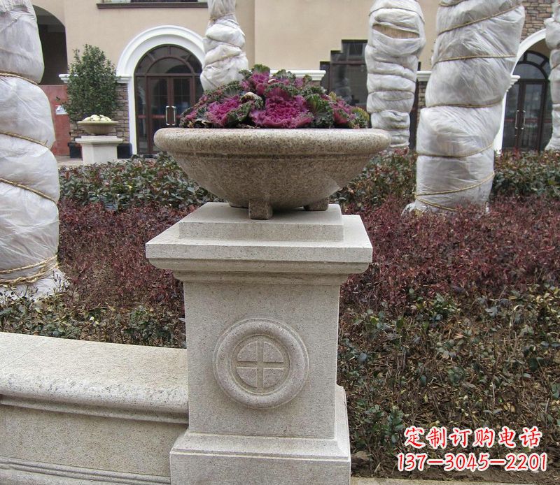 内江别墅景观大理石花盆石雕_2