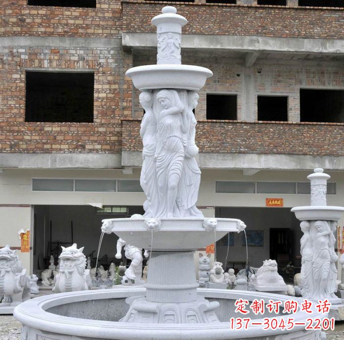 内江别墅景观汉白玉西方人物喷泉石雕