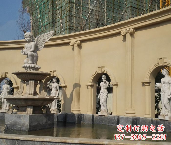 内江别墅景观天使喷泉石雕 (3)