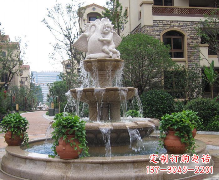 内江别墅景观天使喷泉石雕 (4)
