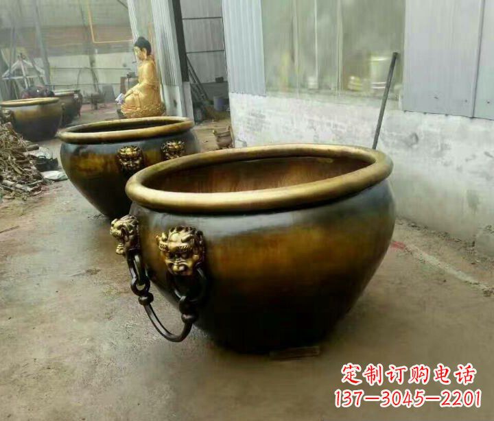 内江精致的铜制家居摆件——水缸铜雕塑