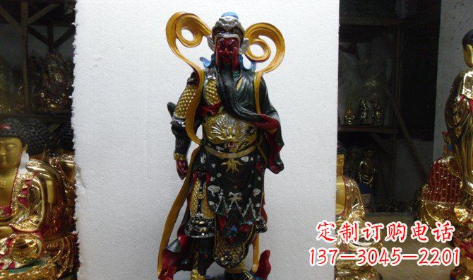内江玻璃钢彩绘持刀关公