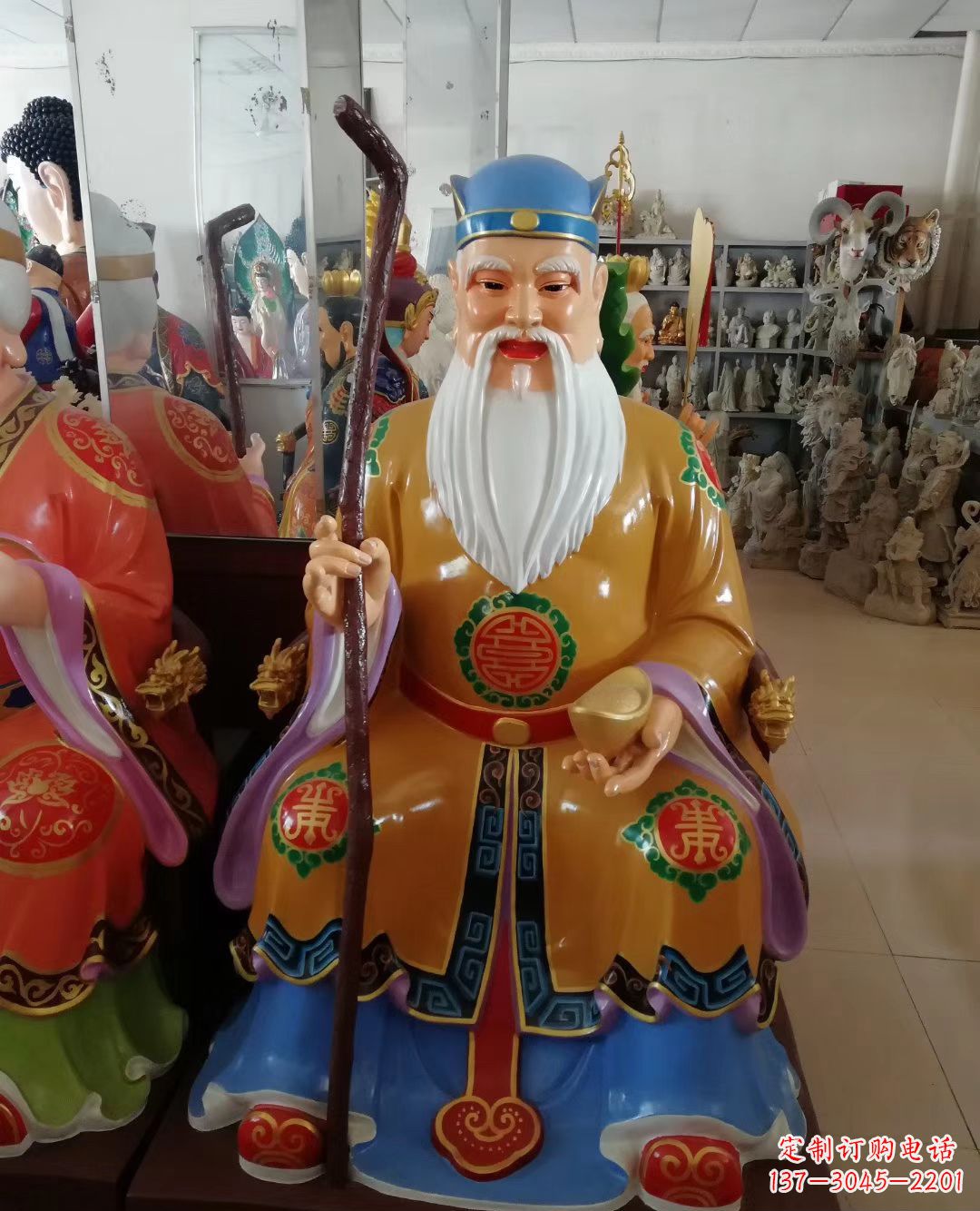 内江玻璃钢彩绘土地公神像精美的艺术品
