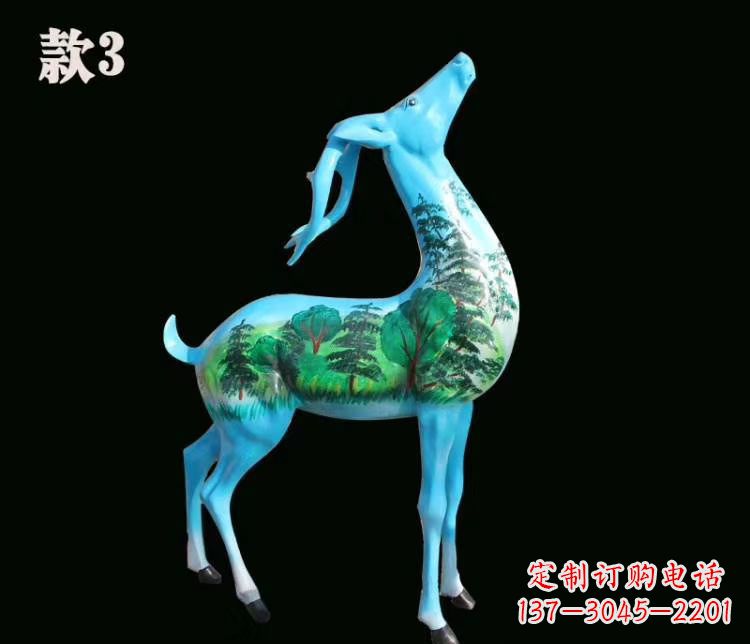 内江玻璃钢彩绘艺术小鹿雕塑精美的艺术品