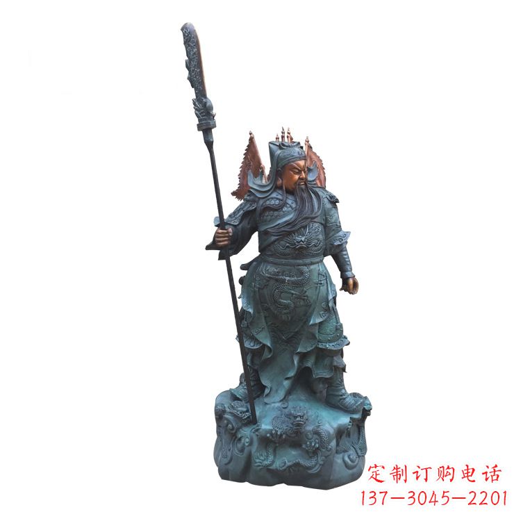 内江玻璃钢仿铜彩绘关公像精美雕塑艺术品