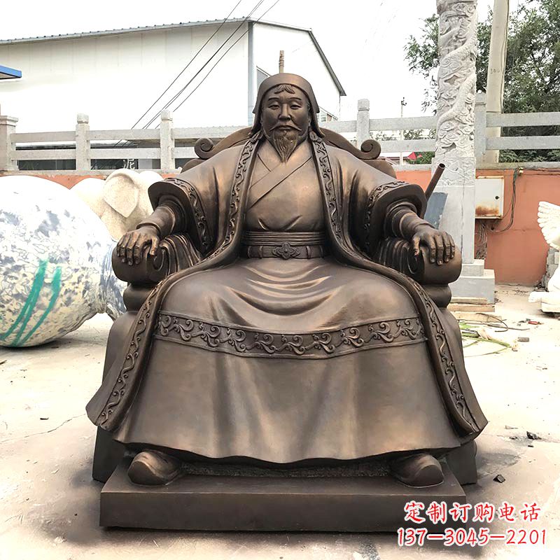 内江成吉思汗玻璃钢仿铜雕塑