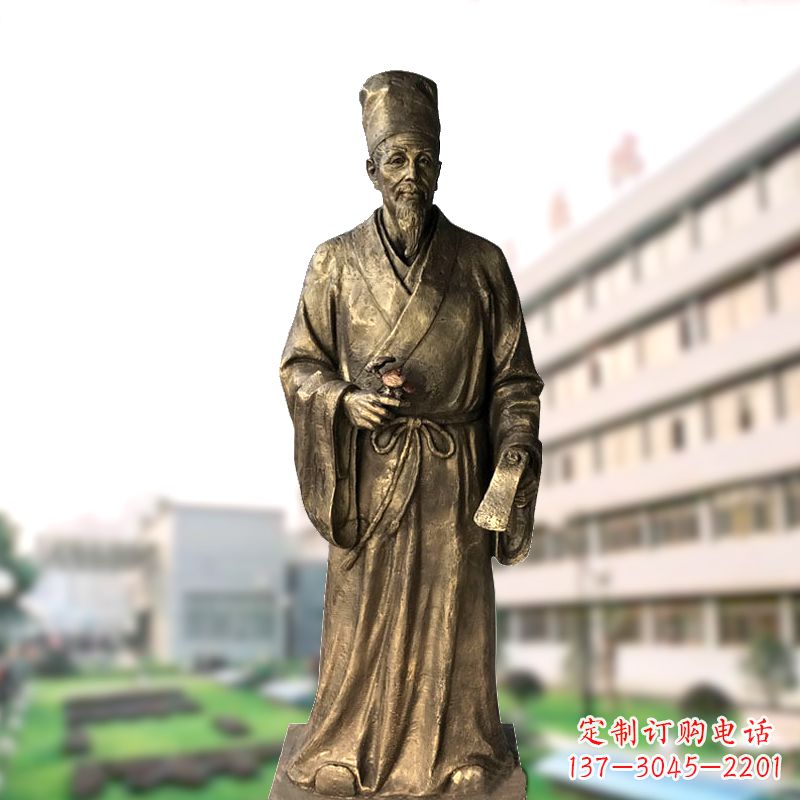 内江玻璃钢仿铜李时珍塑像-医院医学院药圣雕塑