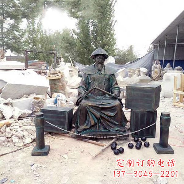 内江林则徐雕塑以玻璃钢仿铜呈现