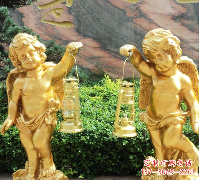 内江玻璃钢仿铜小天使路灯陪伴你安全回家