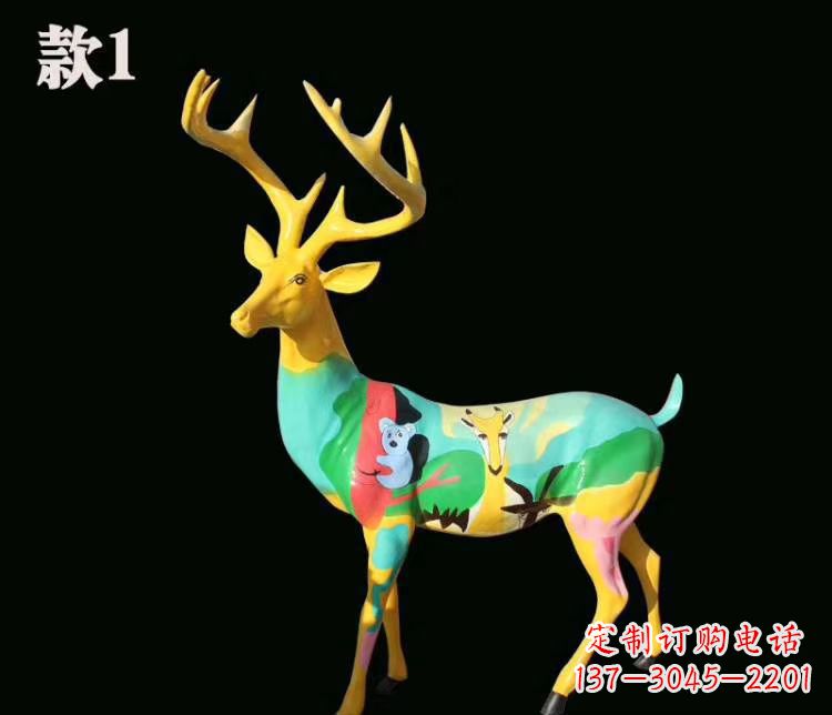内江玻璃钢梅花鹿雕塑