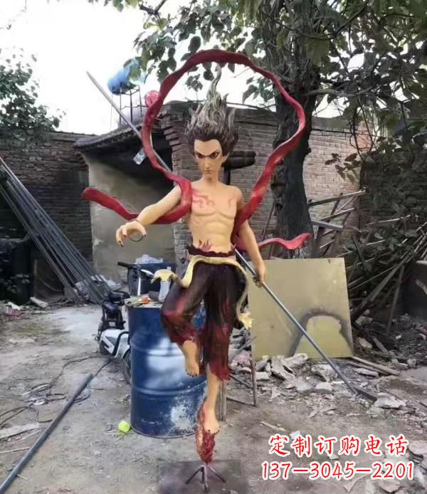 内江仿真玻璃钢哪吒雕塑精美绝伦