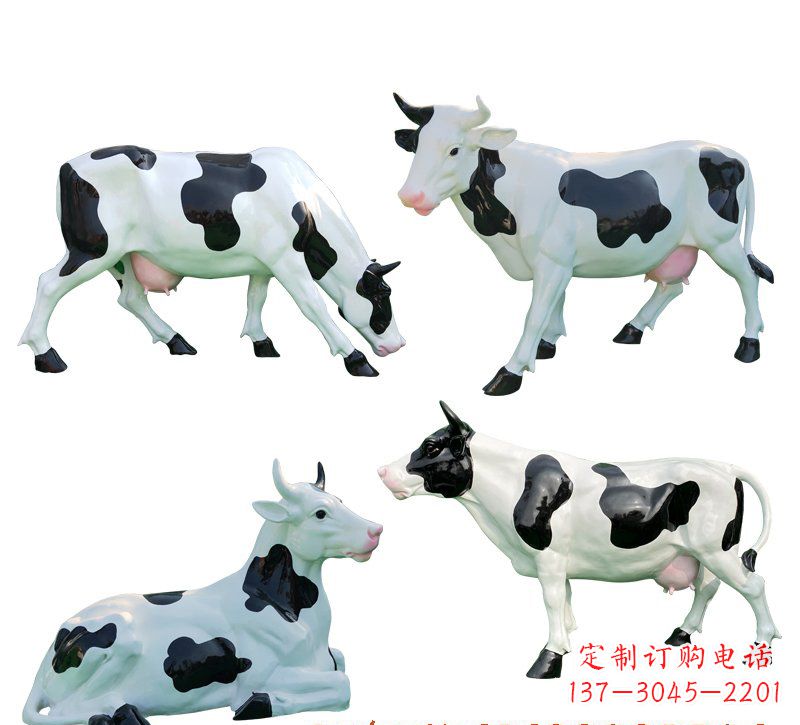 内江玻璃钢仿真奶牛雕塑精美的艺术品