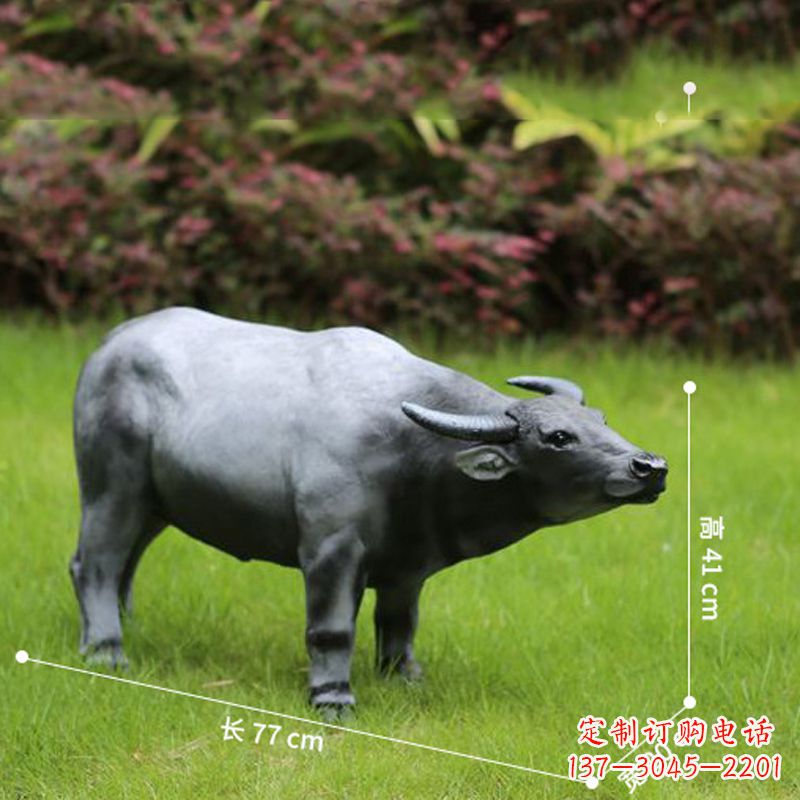 内江玻璃钢仿真水牛雕塑——点缀公园草坪