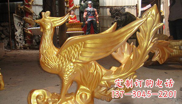 内江玻璃钢凤凰仿铜动物雕塑传承传统文化