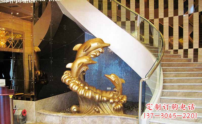 内江玻璃钢海豚雕塑精美的艺术精品
