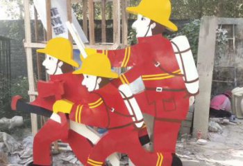 内江玻璃钢消防员雕塑——精致的园林景观装饰