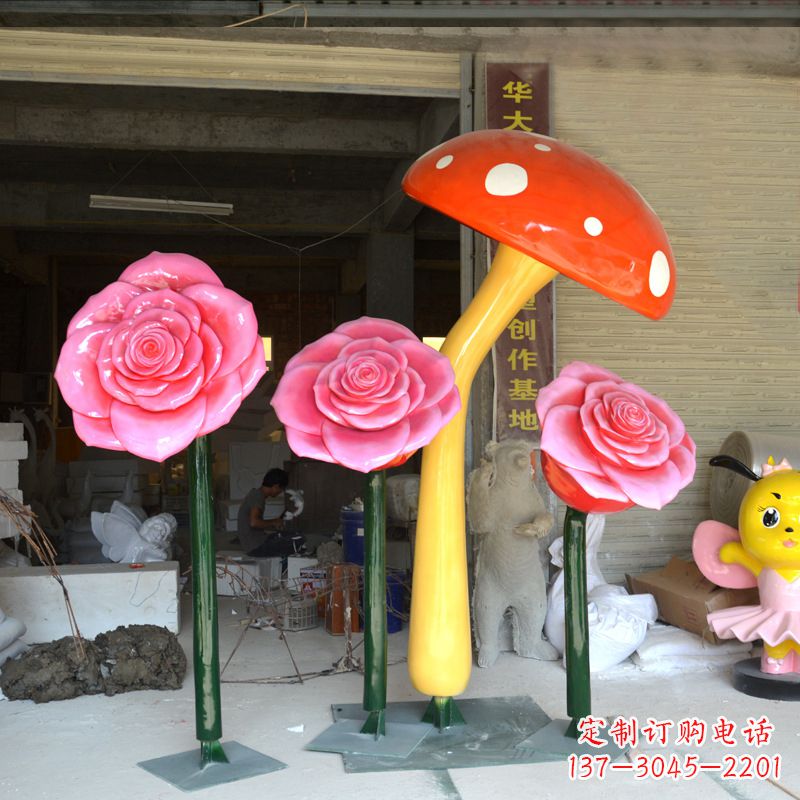 内江玫瑰之美玻璃钢玫瑰雕塑
