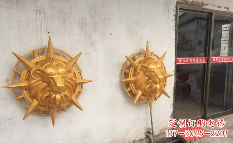 内江玻璃钢狮子头雕塑——精美景观装置