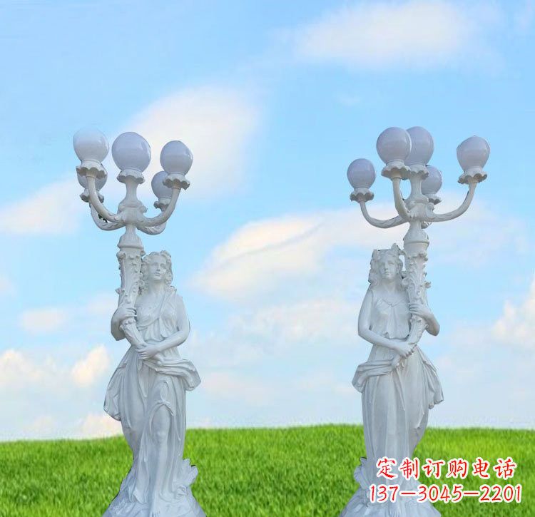 内江美女雕塑玻璃钢西方美女路灯的艺术精髓
