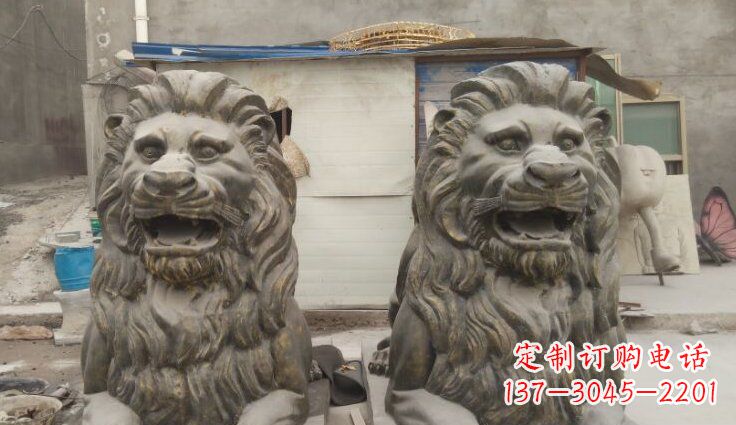 内江玻璃钢西洋趴狮仿铜动物雕塑