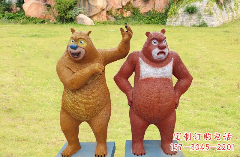 内江玻璃钢熊大熊二雕塑浪漫的熊熊之旅