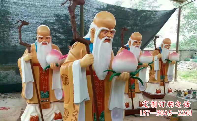 内江玻璃钢宗教庙宇神像彩绘老寿星雕塑