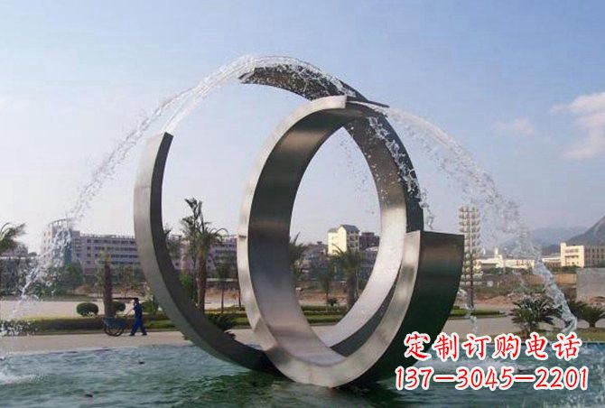 内江不锈钢C形喷泉雕塑精美雕塑艺术