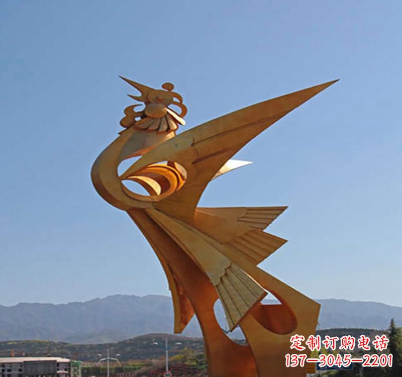 内江不锈钢凤凰雕塑传承瑞雪兆丰年