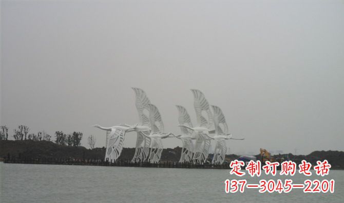 内江不锈钢白鹭动物雕塑美丽的艺术作品