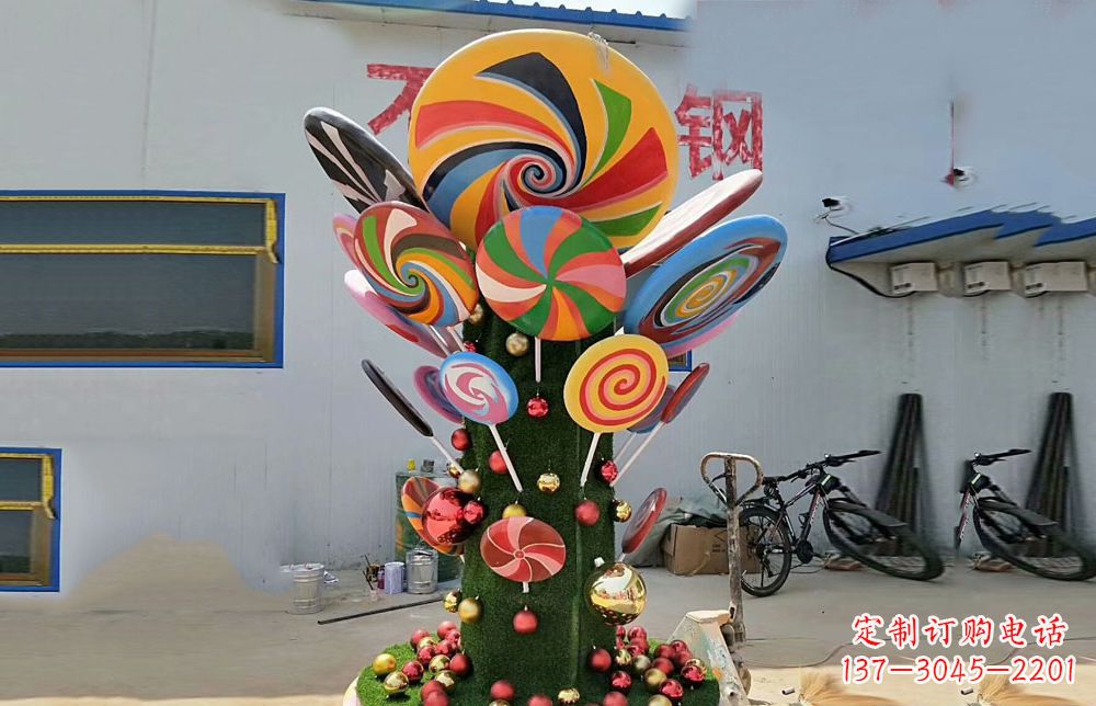 内江不锈钢彩色棒棒糖雕塑艺术与景观的完美结合