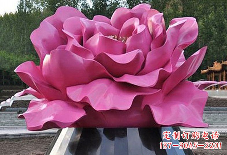 内江不锈钢彩色牡丹花雕塑美丽的艺术品