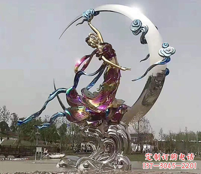 内江不锈钢嫦娥奔月雕塑 (2)
