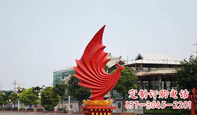 内江不锈钢凤凰雕塑象征着城市繁荣